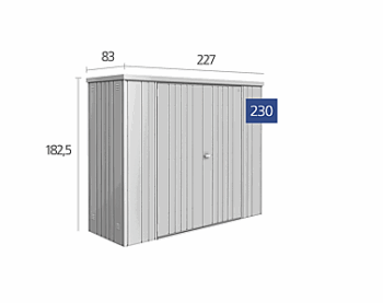 Biohort Skriňa na náradie BIOHORT veľ. 230 227 x 83 (sivý kremeň metalíza) 230 cm (2 krabice)