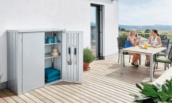 Biohort Skrinka na terasu BIOHORT Romeo M 132 x 57 x 140 (strieborná metalíza) M (3 krabice)