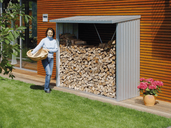 Biohort Viacúčelový sklad krbového dreva BIOHORT drevník WoodStock 157 x 102 (strieborná metalíza)