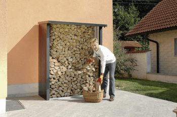 Biohort Viacúčelový sklad krbového dreva BIOHORT drevník WoodStock 157 x 102 (strieborná metalíza)