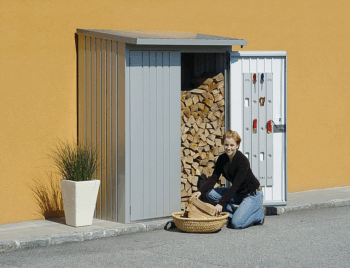 Biohort Viacúčelový sklad krbového dreva BIOHORT drevník WoodStock 157 x 102 (strieborná metalíza)