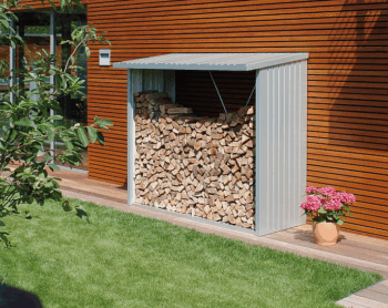 Biohort Viacúčelový sklad krbového dreva BIOHORT drevník WoodStock 157 x 102 (strieborná metalíza)