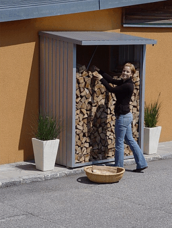Biohort Viacúčelový sklad krbového dreva BIOHORT drevník WoodStock 229 x 102 (strieborná metalíza)