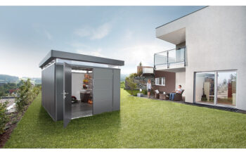 Biohort Záhradný domček BIOHORT Casanova 330 × 430 cm (sivý kremeň metalíza) Orientácia dverí vpravo