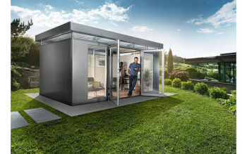 Biohort Záhradný domček BIOHORT Casanova 330 × 430 cm (sivý kremeň metalíza) Orientácia dverí vpravo