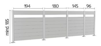 Biohort Zástena na ochranu súkromia akryl 180 cm (strieborná metalíza) - rôzne dĺžky dĺžka 100 cm