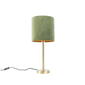 Botanická stolná lampa mosadz s zeleným tienidlom 25 cm - Simplo