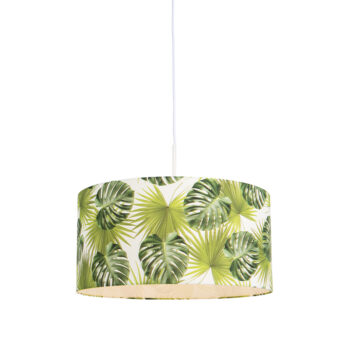 Botanické závesné svietidlo biele s tienidlom s listami 50 cm - Combi 1
