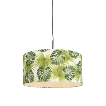 Botanické závesné svietidlo čierne s tienidlom s listami 50 cm - Combi 1