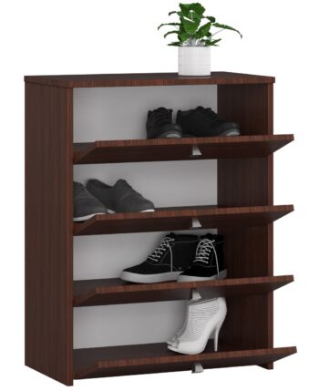 JASMÍNA60 - Elegancia a praktickosť v jednom botníku Zoznámte sa s botníkom JASMÍNA60, ktorý kombinuje dokonalý dizajn s praktickosťou. Jeho tmavá farba wenge vás očarí na prvý pohľad a dodá vašej predsieni vycibrený vzhľad.  Materiál: LTD - pre vysokú odolnosť a dlhú životnosť  Rozmer: 80 x 60 x 33 cm - ideálna proporcia pre modernú predsieň Farba: wenge - pre hlboký a luxusný vzhľad Vybavenie: výklopné priehradky - pre jednoduché a rýchle uloženie obuvi Počet políc: 4 - priestor pre celú rodinu  Dajte svojim topánkam domov, ktorý si zaslúži. Botník JASMÍNA60 je tou správnou voľbou pre každú domácnosť, ktorá hľadá kombináciu štýlu a funkčnosti.