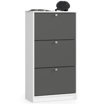 LUISA60 - Ideálny botník pre modernú predsieň Materiál: Vysoko odolné LTD materiál zaručuje dlhú životnosť. Design: Elegantná kombinácia bielej a sivej farby prináša do vašej predsiene nádych moderného štýlu. Vybavenie: Tri výklopné priehradky  poskytujú dostatok priestoru na uskladnenie vašej obuvi a udržujú ju vždy po ruke av perfektnom poriadku.  Rozmer: 113 x 60 x 28.5 cm - ideálna veľkosť pre každú predsieň. Typ tovaru: Botník - spojenie funkčnosti a estetiky. Počet políc: 3 - všetko pre vašu obuv vždy pekne usporiadané.  Oživte svoju predsieň s botníkom LUISA60 a užite si kombináciu krásy a praktickosti!