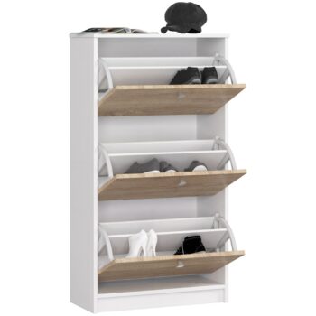 LUISA60 - Elegancia a funkčnosť v jednom botníku Materiál: Kvalitné a trvanlivé LTD, zaručujúce dlhodobú odolnosť. Design: Oslnivá kombinácia farieb dub Sonoma a biela, ktorá pridá vašej predsieni šmrnc a sofistikovanosť. Funkčnosť: Tri < strong>výklopné priehradky ponúkajú bohatý úložný priestor pre vaše obuvnícke kolekcie.  Rozmer: 113 x 60 x 28.5 cm - navrhnutý tak, aby dokonale zapadol do akejkoľvek predsiene. Typ tovaru: Botník - spojenie štýlu a praktičnosti pre vašu domácnosť. Počet políc: 3 - vaše obuvnícke kolekcie budú vždy usporiadané.  Zamiľujte sa do LUISA60  a premeňte vašu predsieň na centrum elegancie!