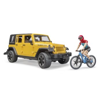 Bruder 2543 jeep Wrangler Rubicon Unlimited s horským bicyklom a cyklistom, 3 ks