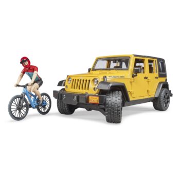 Bruder 2543 jeep Wrangler Rubicon Unlimited s horským bicyklom a cyklistom, 3 ks
