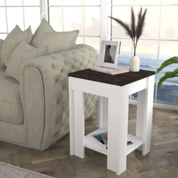 CANCEL - Elegantný príručný stolík pre vašu obývaciu izbuPredstavujeme vám CANCEL - moderný príručný stolík, ktorý je ideálnym doplnkom pre vašu obývaciu izbu. Tento stolík je vyrobený z kvalitného LTD materiálu a ponúka kombináciu bielej a tmavo hnedej farby, čo mu dodáva elegantný a nadčasový vzhľad.Typ tovaru: Príručný stolíkMateriál: LTDRozmer: 40 x 56.8 x 40 cmFarba: Biela + tmavo hnedáVybavenie: Odkladacie policeTvar: ŠtvorcovýHrúbka materiálu: 18 mmDodatočné informácie: Dodávame v demonteStolík CANCEL je navrhnutý tak, aby priniesol do vašej obývačky nielen funkčnosť, ale aj estetický zážitok. Štvorcový tvar a praktická odkladacia polica poskytujú dostatok priestoru pre vaše knihy, časopisy či dekorácie. Robustný LTD materiál s hrúbkou 18 mm zaisťuje pevnosť a dlhú životnosť stolíka.Objednajte si príručný stolík CANCEL ešte dnes a vylepšite svoju obývačku štýlovým a praktickým nábytkom. Dodávame v demonte, čo umožňuje jednoduchú prepravu a jednoduchú montáž.