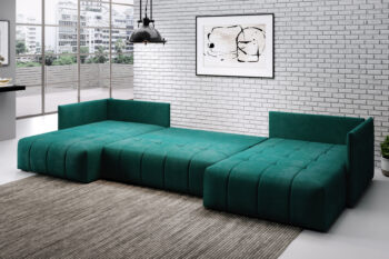 Účková sedačka CANDAS U Vás na prvý pohľad zaujme svojím moderným dizajnom. Sedačka je univerzálna, čo znamená, že si ju môžete zmontovať na ľavý alebo pravý roh podľa Vašej potreby. Nožičky na sedačke sú plastové čierne.CANDAS U je vyrobená v kombinácií vlnovcovej pružiny a PUR peny s hustotou T-30. Sedačku viete využiť na príležitostné spanie, po rozložení vznikne plocha o rozmere 145 x 330 cm. Na rozklad využíva sedačka mechanizmus Automat DL.Rozmery (ŠxVxH) : 353 x 83 x 180 cm. Výška sediska od zeme je 39 cm a výška sedačky bez vankúšov je 80 cm. Hĺbka sediska po vankúše je 65cm , bez vankúšov 90 cm.Farebné prevedenie : Monolith 48Poťahová látka MONOLITH má špeciálnu ochrannú vrstvu, ktorá chráni pred rýchlym priesakom tekutín, odpudzuje vodu a vytvára drobné kvapôčky na povrchu. Na ošetrenie Vám stačí len jemná handrička alebo papierová utierka. Látka je vyrobená zo 100% polyesteru, je pevná a jemná na dotyk. Je odolná voči oteru a fľakom.Sedačka sa skladá z troch balíkov :185 x 65 x 115 cm – 58 kg185 x 65 x 115 – 58 kg135 x 63 x 93 – 70 kgDodávame v demonte.Farebné prevedenie sa môže líšiť v závislosti od nastavenia Vášho PC monitora alebo telefónu.