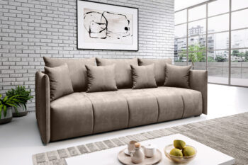 CANDAS je elegantný a dizajnový trojsedák, ktorý je vhodný do moderných a štýlových typov interiérov, obývačky, či hosťovskej izby.Sedák je vyplnený kvalitnými vlnovcovými pružinami, v spojení s PUR penou o hustote T-30. Je čalúnený pevnou poťahovou látkou Monlith 09. Nožičky sú vyrobené z kvalitného plastu.Súčasťou sedačky je praktický úložný priestor. Tiež je možné ju rozložiť. Po jej rozložení vám vznikne spacia plocha o rozmere: 196 x 148 cm. Je vhodná na príležitostné spanie.Rozmery:- šírka: 210 cm,- hĺbka: 105 cm,- výška s opierkovými vankúšimi: 98 cm,- výška bez opierkových vankúšov: 74 cm,- hĺbka sedadla: 58 cm,- výška sedacej časti: 40 cm,- výška nožičiek: 4 cm.V ponuke nájdete aj ďalšie farebné prevedenia pohovky CANDAS. 