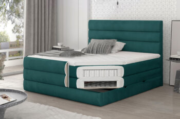 Posteľ CATARINE patrí medzi boxspringové postele v modernom dizajnovom prevedení. Dominantným prvkom je horizontálne prešitie na prednom aj zadnom čele postele, ktoré zvýrazňuje celkový výzor postele a robí ju výnimočnou. Výška ložnej plochy poskytne pohodlné vstávanie a sadanie na posteľ. Okrem efektného dizajnu oceníte aj spracovanie v najvyššej kvalite. Viacvrstvové matrace (viď obrázok prierezu) zaručia kvalitný spánok a zvýšené pohodlie. Jeden matrac postele je pružinový, druhý je z bonellovej pružiny, kombinovaný s PUR penou T25.  Pre ešte lepší pocit je súčasťou postele horný topper T3030. Poťah je hypoalergénny, snímateľný a prateľný pri 40 ℃. Oceníte 2 úložné boxy, ktoré sú pod každým lôžkom. Využívajú UP systém otvárania, vďaka ktorému sa jednoduchým spôsobom dostanete ku predmetom uloženým v boxoch. Posteľ je celočalúnená kvalitnou látkou Sawana 21.Rozmery (š/v/h): 180 x 133 x 220 cm. Výška ložnej plochy je 63 cm. Hrúbka zadného čela je 13 cm. Posteľ sa predáva kompletná, nie je potrebné doobjednávať rošt ani matrac. Tvrdosť matraca: H3.V našej ponuke nájdete aj ďalšie rozmery a farebné prevedenia tejto unikátnej postele.   