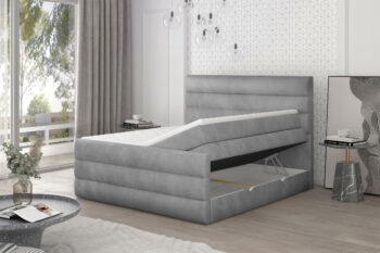 Posteľ CATARINE patrí medzi boxspringové postele v modernom dizajnovom prevedení. Dominantným prvkom je horizontálne prešitie na prednom aj zadnom čele postele, ktoré zvýrazňuje celkový výzor postele a robí ju výnimočnou. Výška ložnej plochy poskytne pohodlné vstávanie a sadanie na posteľ. Okrem efektného dizajnu oceníte aj spracovanie v najvyššej kvalite. Viacvrstvové matrace (viď obrázok prierezu) zaručia kvalitný spánok a zvýšené pohodlie. Jeden matrac postele je pružinový, druhý je z bonellovej pružiny, kombinovaný s PUR penou T25.  Pre ešte lepší pocit je súčasťou postele horný topper T3030. Poťah je hypoalergénny, snímateľný a prateľný pri 40 ℃. Oceníte 2 úložné boxy, ktoré sú pod každým lôžkom. Využívajú UP systém otvárania, vďaka ktorému sa jednoduchým spôsobom dostanete ku predmetom uloženým v boxoch. Posteľ je celočalúnená kvalitnou eko-kožou Soft 11.Rozmery (š/v/h): 180 x 133 x 220 cm. Výška ložnej plochy je 63 cm. Hrúbka zadného čela je 13 cm. Posteľ sa predáva kompletná, nie je potrebné doobjednávať rošt ani matrac. Tvrdosť matraca: H3.V našej ponuke nájdete aj ďalšie rozmery a farebné prevedenia tejto unikátnej postele.   