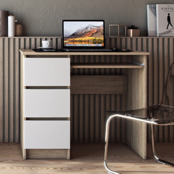 Veľmi praktický PC stolík menších rozmerov CELITA, je pohodlným pomocníkom v menšej pracovni alebo študentskej izbe. Nenáročný používateľ ocení jednu vysúvaciu poličku na klávesnicu, a tri bočné zásuvky poháňané valčekovými koľajničkami, ktoré zabezpečia uschovanie všetkých potrebných dokumentov…