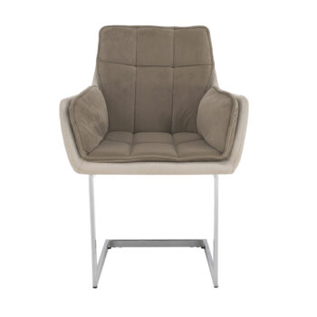 CHIMENA: Jedálenské kreslo Chimena - sivohnedá (taupe/Velvet) / sivohnedá; materiál: látka / kov; rozmery (ŠxHxV): 64x45x92 cm.