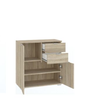 COMOS je nábytok, ktorý je v jednoduchom prevedení s čistými líniami. Na výber viacero prvkov COMOS.Komoda je vyrobená z kvalitných LTD dosiek. Sú nenáročné na údržbu. Komoda je dvojdverová, disponuje tiež dvomi praktickými zásuvkami.Farebné prevedenie:  dub sonoma.Rozmery:šírka: 71 cmvýška: 75 cmhĺbka: 35 cm.Dodávame v demontovanom stave.