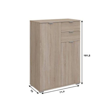 COMOS je nábytok, ktorý je v jednoduchom prevedení s čistými líniami. Na výber viacero prvkov COMOS.Komoda je vyrobená z kvalitných LTD dosiek. Sú nenáročné na údržbu. Komoda je dvojdverová, disponuje tiež dvomi praktickými zásuvkami.Farebné prevedenie:  dub Sonoma.Rozmery:šírka: 71 cmvýška: 101 cmhĺbka: 35 cm.Dodávame v demontovanom stave.