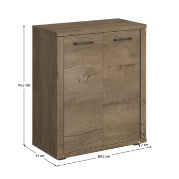 Dvojdverová komoda Conrad 2D v elegantnom prevedení dub lefkas je ideálnym riešením pre tých, ktorí hľadajú praktický a moderný nábytok do interiéru. Táto komoda je vyrobená z kvalitného aglomerovaného materiálu, konkrétne laminovanej DTD, čo zaručuje jej dlhú životnosť…