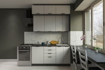 Moderná kuchyňa CRAF vás zaujme svojim praktickým a zároveň štýlovým prevedením. Je vhodná do moderných interiérov. Disponuje množstvom úložného priestoru.Výška horných skriniek: 36,72 cm. Hĺbka: 30/32 cm. Výška dolných skriniek: 82 cm. Hĺbka: 46 cm.Sokel nie je v cene zostavy.Rozmery zostavy (š,h): 160 x 48 cm.Kuchynské skrinky sú vyrobené z kvalitných LTD dosiek. Ich údržba je nenáročná. Dvierka sú vo farbe: nymfea alba.Kuchynská zostava je zložená z týchto prvkov:2 x horná skrinka 50/72 cm, horná skrinka 60/72 cm, horná skrinka 60/36 cm, 2 x horná skrinka 50/36 cm, dolná skrinka 50/82 cm, dolná zásuvková skrinka 50/82 cm, drezová skrinka 60/82 cmDrez a pracovnú dosku je potrebné dokúpiť, spotrebiče nie sú súčasťou kuchynskej linky. Kuchyňu je možné zakúpiť len ako zostavu.Horné skrinky majú v cene regulovateľné závesy. Ku každej hornej skrinke sa zároveň dodávajú 2 ks 10 cm závesnej lišty. Nedelenú závesnú lištu pre jednoduchšiu montáž je možné doobjednať.Dodávame v demontovanom stave.