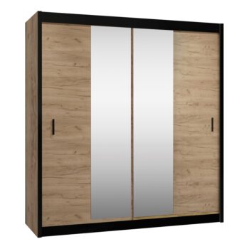 Šatníková skriňa s posuvnými dverami Craft 203 v elegantnom prevedení čierna/dub craft je ideálnym riešením pre moderné interiéry. Táto skriňa značky KONDELA ponúka praktické a štýlové úložné priestory, ktoré sú vhodné do rôznych miestností vášho domova.