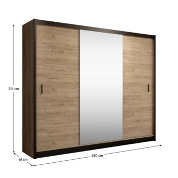 Šatníková skriňa s posuvnými dverami Craft 250 v elegantnom prevedení čierna/dub craft je ideálnym riešením pre moderné interiéry. Táto skriňa značky KONDELA ponúka praktické a štýlové úložné priestory, ktoré sú vhodné do rôznych miestností vášho domova.