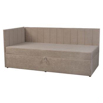 Čalúnená jednolôžková posteľ Cropi v elegantnej béžovej farbe je ideálnym riešením pre tých, ktorí hľadajú moderný a praktický nábytok do spálne. Táto posteľ od značky KONDELA ponúka nielen pohodlné miesto na spanie, ale aj úložný priestor, ktorý oceníte v každej domácnosti.