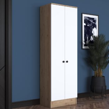 Predsiňová zostava CUBE – Elegantná skriňa pre predsieň a obývacia izbaS predsieňovou zostavou CUBE získate štýlové a praktické riešenie pre usporiadanie vašej predsiene alebo obývacej izby. Spojenie moderného dizajnu v kombinácii bielej farby a orechového dekoru prináša harmóniu a funkčnosť do každého interiéru.Hlavné vlastnosti:Typ tovaru: predsieňová zostava vo forme skrineRozmer: 182.8 x 59.8 x 37.5 cmFarba: biela + orechMateriál: melamín, VT laminátHrúbka materiálu: 18 mmPočet dvierok: 2Zostava obsahuje: skriňa s vešiakmi a policou na topánkyVhodné do miestnosti: predsieň a obývacia izbaDodatočné informácie: dodávame v demonte, možno pripevniť k steneSkriňa CUBE ponúka dostatok priestoru na uloženie kabátov, topánok a ďalších nevyhnutností. Vnútorná časť je vybavená vešiakmi na odevy a praktickou policou na topánky, čo umožňuje jednoduchú organizáciu a prehľadnosť.Vysoko kvalitné materiály, ako je melamín a VT laminát, zaisťujú odolnosť voči každodennému opotrebovaniu a jednoduchú údržbu. Možnosť pripevnenia k stene zaručuje stabilitu a bezpečnosť produktu.Objednajte si predsieňovú zostavu CUBE ešte dnes a premeňte svoj vstupný priestor alebo obývaciu izbu na dokonale organizovaný a štýlový kútik!