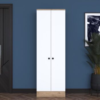 Predsiňová zostava CUBE – Elegantná skriňa pre predsieň a obývacia izbaS predsieňovou zostavou CUBE získate štýlové a praktické riešenie pre usporiadanie vašej predsiene alebo obývacej izby. Spojenie moderného dizajnu v kombinácii bielej farby a orechového dekoru prináša harmóniu a funkčnosť do každého interiéru.Hlavné vlastnosti:Typ tovaru: predsieňová zostava vo forme skrineRozmer: 182.8 x 59.8 x 37.5 cmFarba: biela + orechMateriál: melamín, VT laminátHrúbka materiálu: 18 mmPočet dvierok: 2Zostava obsahuje: skriňa s vešiakmi a policou na topánkyVhodné do miestnosti: predsieň a obývacia izbaDodatočné informácie: dodávame v demonte, možno pripevniť k steneSkriňa CUBE ponúka dostatok priestoru na uloženie kabátov, topánok a ďalších nevyhnutností. Vnútorná časť je vybavená vešiakmi na odevy a praktickou policou na topánky, čo umožňuje jednoduchú organizáciu a prehľadnosť.Vysoko kvalitné materiály, ako je melamín a VT laminát, zaisťujú odolnosť voči každodennému opotrebovaniu a jednoduchú údržbu. Možnosť pripevnenia k stene zaručuje stabilitu a bezpečnosť produktu.Objednajte si predsieňovú zostavu CUBE ešte dnes a premeňte svoj vstupný priestor alebo obývaciu izbu na dokonale organizovaný a štýlový kútik!