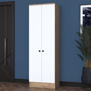 Predsiňová zostava CUBE – Elegantná skriňa pre predsieň a obývacia izbaS predsieňovou zostavou CUBE získate štýlové a praktické riešenie pre usporiadanie vašej predsiene alebo obývacej izby. Spojenie moderného dizajnu v kombinácii bielej farby a orechového dekoru prináša harmóniu a funkčnosť do každého interiéru.Hlavné vlastnosti:Typ tovaru: predsieňová zostava vo forme skrineRozmer: 182.8 x 59.8 x 37.5 cmFarba: biela + orechMateriál: melamín, VT laminátHrúbka materiálu: 18 mmPočet dvierok: 2Zostava obsahuje: skriňa s vešiakmi a policou na topánkyVhodné do miestnosti: predsieň a obývacia izbaDodatočné informácie: dodávame v demonte, možno pripevniť k steneSkriňa CUBE ponúka dostatok priestoru na uloženie kabátov, topánok a ďalších nevyhnutností. Vnútorná časť je vybavená vešiakmi na odevy a praktickou policou na topánky, čo umožňuje jednoduchú organizáciu a prehľadnosť.Vysoko kvalitné materiály, ako je melamín a VT laminát, zaisťujú odolnosť voči každodennému opotrebovaniu a jednoduchú údržbu. Možnosť pripevnenia k stene zaručuje stabilitu a bezpečnosť produktu.Objednajte si predsieňovú zostavu CUBE ešte dnes a premeňte svoj vstupný priestor alebo obývaciu izbu na dokonale organizovaný a štýlový kútik!