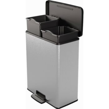 CURVER Deco Bin Odpadkový Kôš na triedený odpad Strieborná/čierna 26l 26l, 26 + 26 l