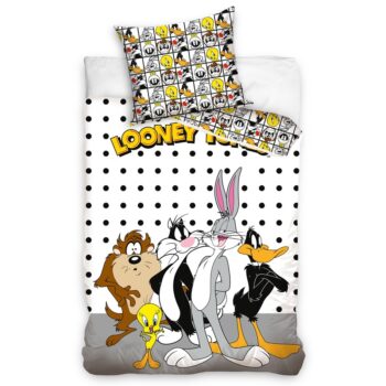 Carbotex Detské bavlnené obliečky Kamaráti z Looney Tunes, 140 x 200 cm, 70 x 90 cm