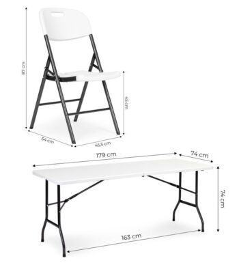 Cateringový skladací stôl 180 cm so 4 stoličkami