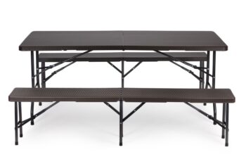 Cateringový stôl 180cm + 2 lavice - ratan