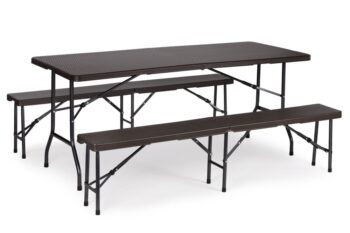 Cateringový stôl 180cm + 2 lavice - ratan