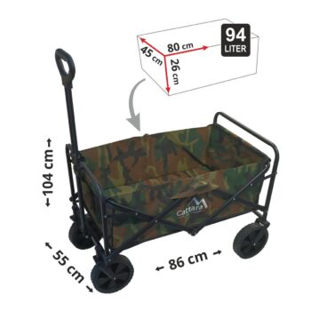 Cattara 13704 Kempingový vozík skladacie Trogir Army, 104 x 86 x 55 cm, M