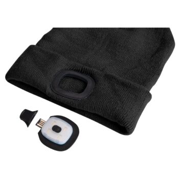 Čepice s čelovkou 45lm, nabíjecí, USB, univerzální velikost, černá SIXTOL
