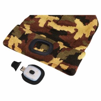 Čepice s čelovkou 45lm, nabíjecí, USB, univerzální velikost, maskáčová SIXTOL