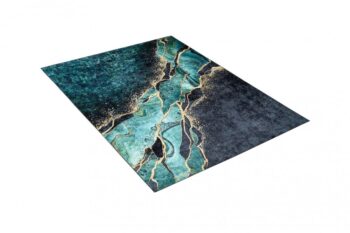 Čierno-zelený moderný koberec s abstraktným vzorom Šírka: 80 cm | Dĺžka: 150 cm