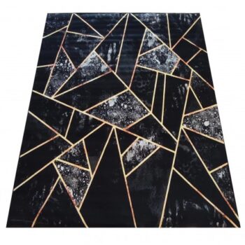 Čierny koberec so zaujímavými detailmi Šírka: 60 cm | Dĺžka: 100 cm