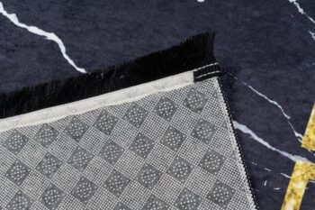 Čierny trendový koberec so zlatým geometrickým vzorom Šírka: 80 cm | Dĺžka: 150 cm