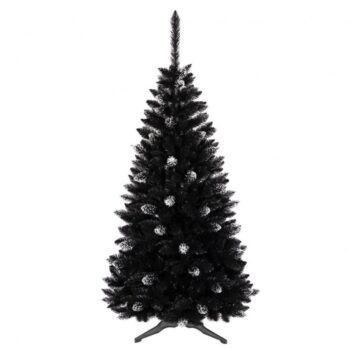 Čierny vianočný stromček so zdobením 220 cm
