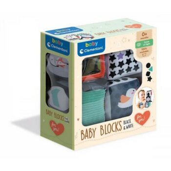 Clemmy baby Detská textilné kocky, čierno-biela