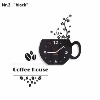 Coffee House dekoračné hodiny do kuchyne čierna