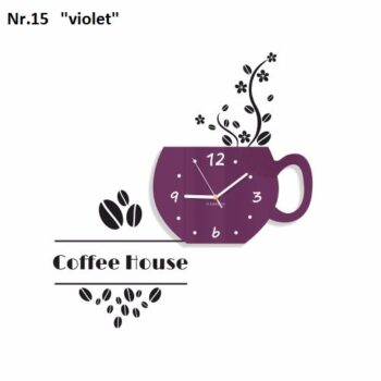 Coffee House dekoračné hodiny do kuchyne fialová